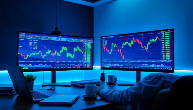 Monitor showing forex trading rates while an expert trader analyzes market strategies.