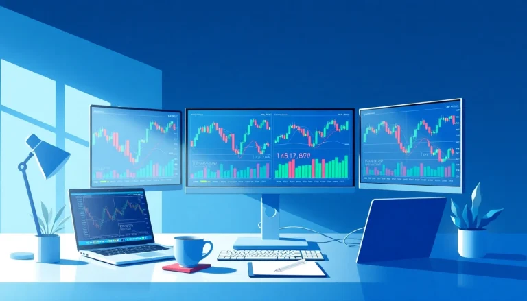Explore innovative trading tools showcased in a modern office setup, enhancing trading efficiency and success.