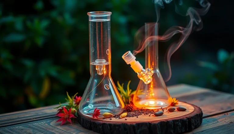 Elevate your experience with this beautifully designed glass bong, perfect for enjoying herbal blends.