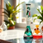 Admire this elegant glass bong showcasing its unique design and craftsmanship.