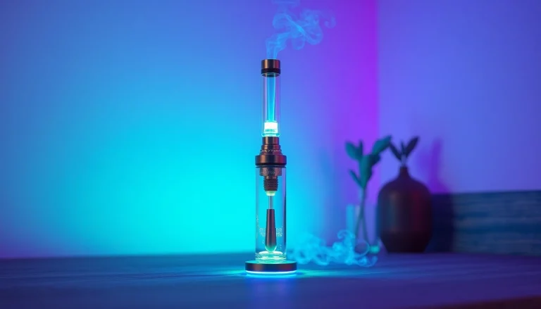 Experience the advanced functionality and design of an electric dab rig, showcasing vapor rising from its sleek structure.