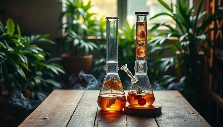 Explore a premium bong on a rustic table, showcasing intricate designs and a cozy atmosphere.