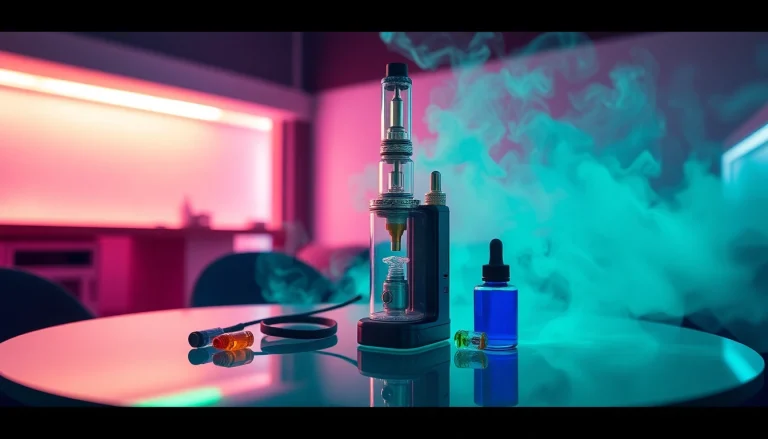 Discover a sophisticated electric dab rig, elegantly placed on a glass table, surrounded by colorful concentrates, highlighting modern vaping culture.